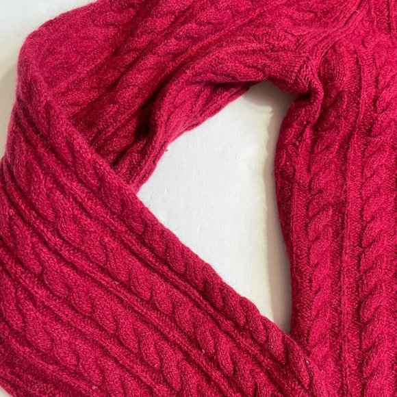 Wool Cashmere Cable Knit Sweater EUC M Women Angora Burgundy Viscose Red - Picture 11 of 16